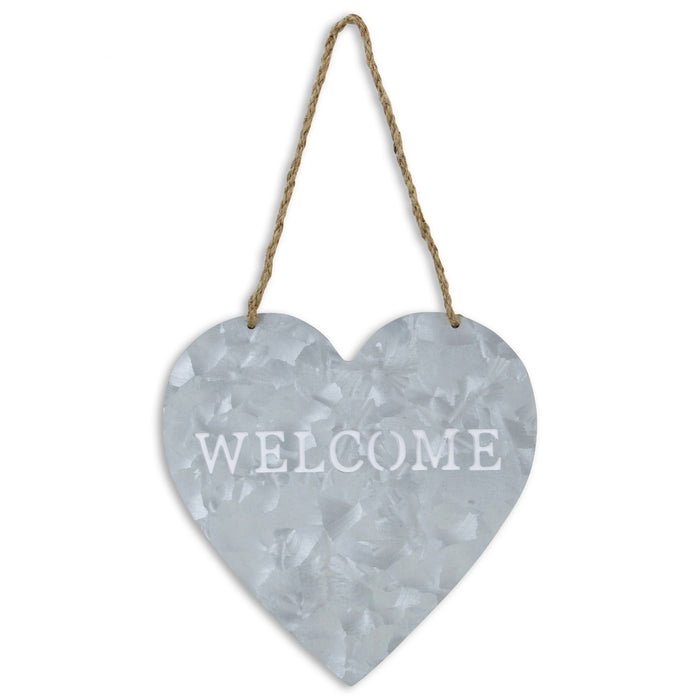 Welcome Gray Galvanized Metal Wall Art | 9.5"x9.5"