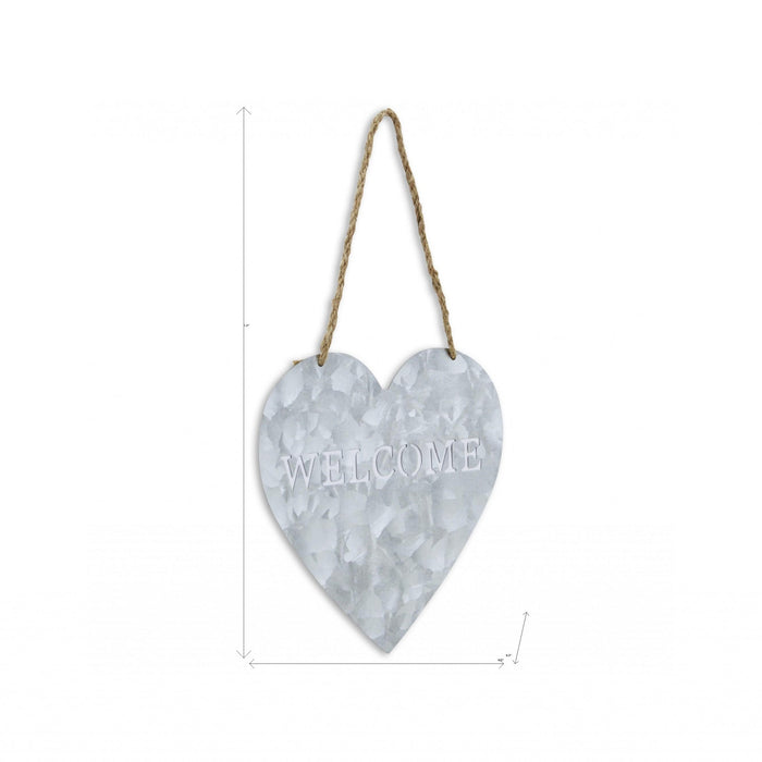 Welcome Gray Galvanized Metal Wall Art | 9.5"x9.5"