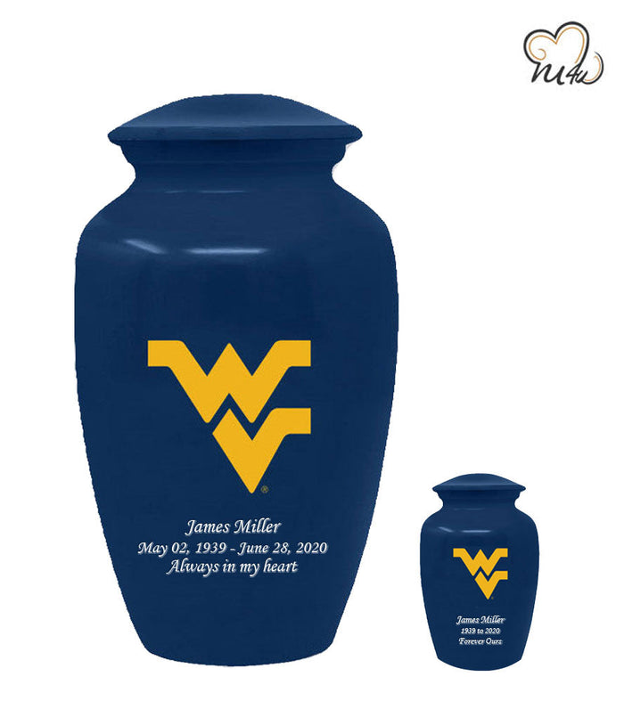 West Virginia University Mountaineers College Cremation Urn - Blue - ExquisiteUrns