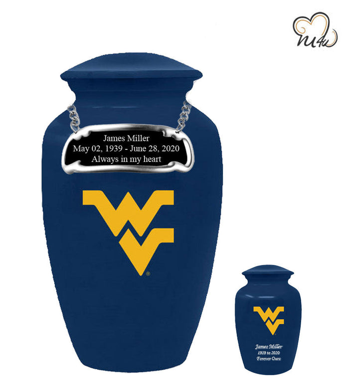 West Virginia University Mountaineers College Cremation Urn - Blue - ExquisiteUrns