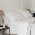 White 200 Thread Count Egyptian Cotton Bed Sets styled in a bedroom | Soak and Sleep