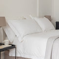 White 200 Thread Count Egyptian Cotton Bedding And Sheets - linen, breathable, styled in a bedroom 1 | Soak and Sleep