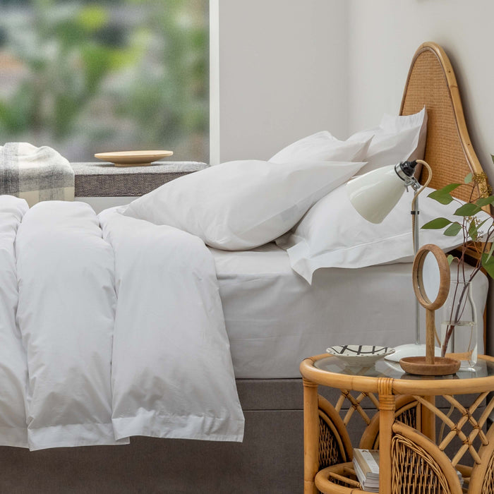 White 200 Thread Count Organic Cotton Bedding And Sheet - linen, close-up detail 1 | Soak and Sleep