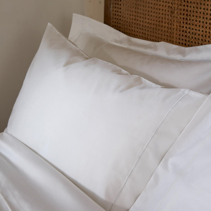 White 300 Thread Count Easycare Cotton With Tencel Bundle Standard Pillowcase - linen, bedroom detail | Soak and Sleep