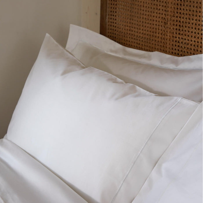 White 300 Thread Count Easycare Cotton With Tencel Pillowcases close-up detail 2 | Soak and Sleep