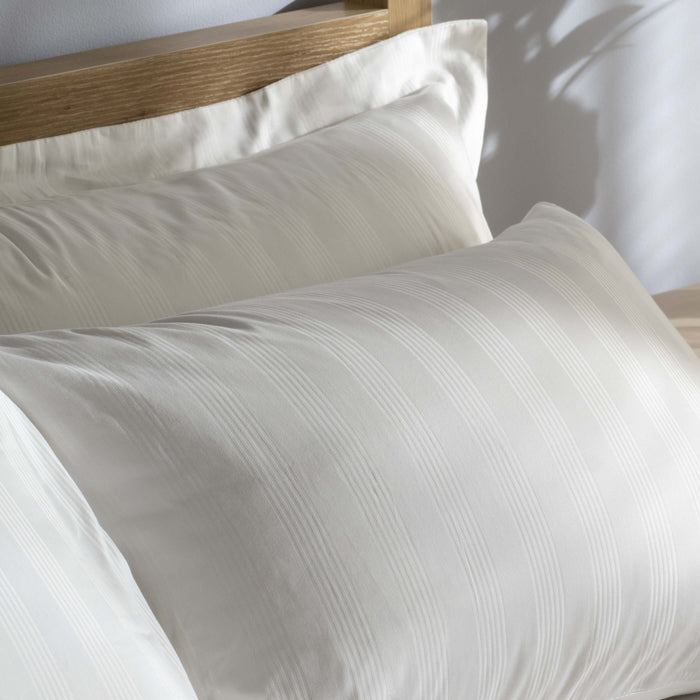White 400 Thread Count Cotton Dobby Stripe Duvet Cover close-up detail 1 | Soak and Sleep