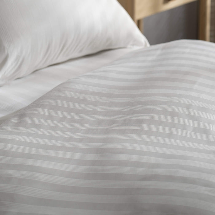White 400 Thread Count Cotton Dobby Stripe Duvet Cover close-up detail 2 | Soak and Sleep