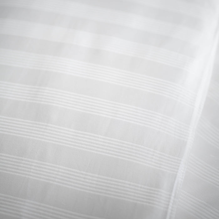 White 400 Thread Count Cotton Dobby Stripe Duvet Cover close-up detail 4 | Soak and Sleep