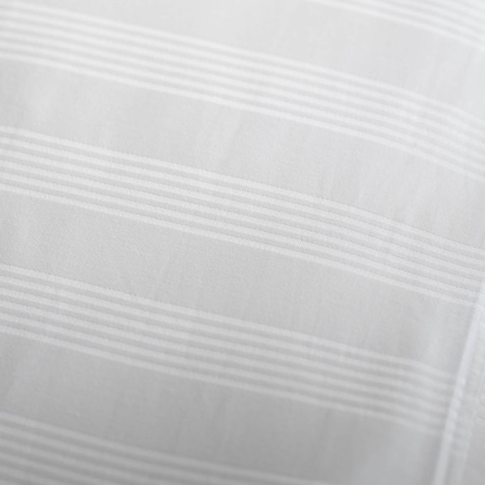 White 400 Thread Count Cotton Dobby Stripe Duvet Cover close-up detail 5 | Soak and Sleep