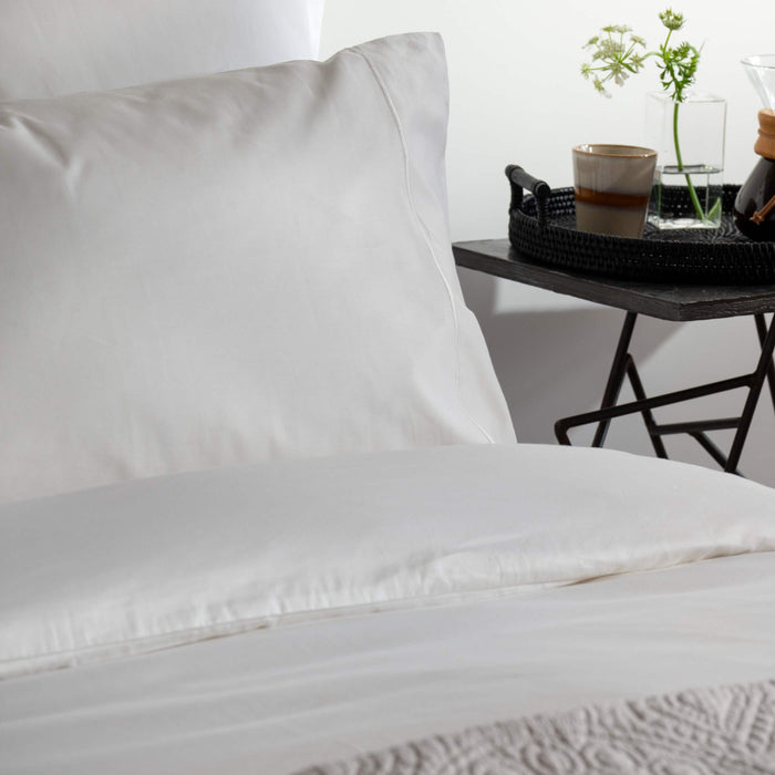 White 400 Thread Count Egyptian Cotton Fitted Sheet Multipacks in a styled bedroom 4 | Soak and Sleep
