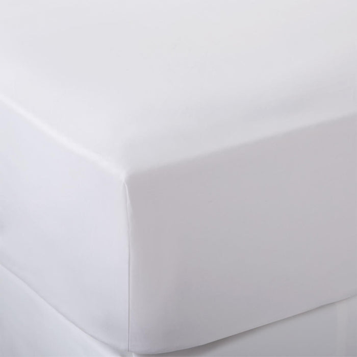 White 400 Thread Count Egyptian Cotton 40cm Deep Fitted Sheets styled in a bedroom | Soak and Sleep