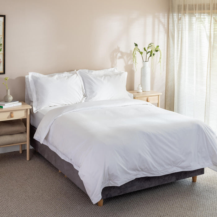 White 400 Thread Count Egyptian Cotton 40cm Deep Fitted Sheets detail view | Soak and Sleep