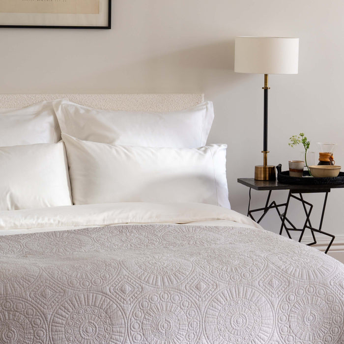 White 400 Thread Count Egyptian Cotton Duvet Cover Multipack (x5) in a styled bedroom 1 | Soak and Sleep