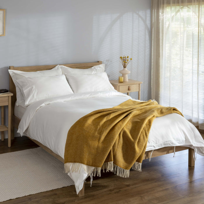 White 500 Thread Count Egyptian Cotton 40cm Deep Fitted Sheets bedroom detail | Soak and Sleep