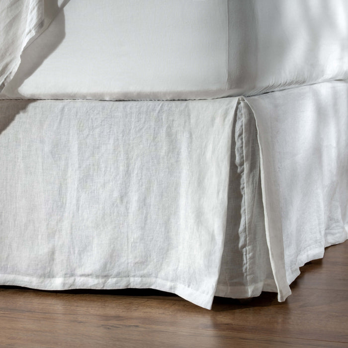 White French Linen Bed Valance styled in a bedroom | Soak and Sleep