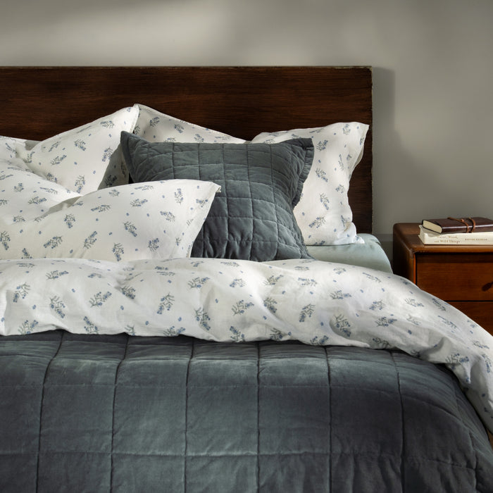 White/Green Wild Flower Linen Cotton Bedding and Bed Sheets