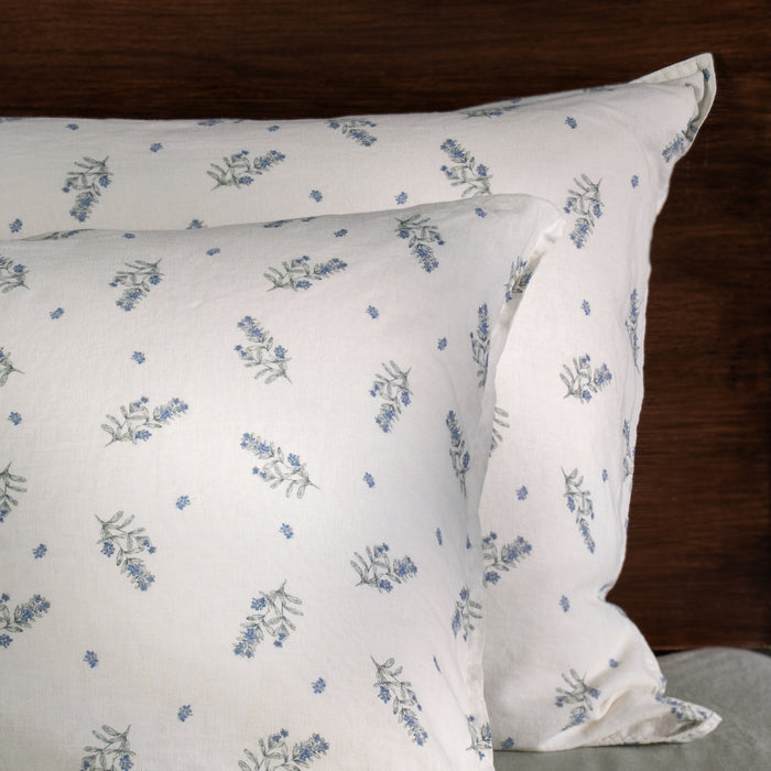 White/Green Wild Flower Linen Cotton Bedding and Bed Sheets