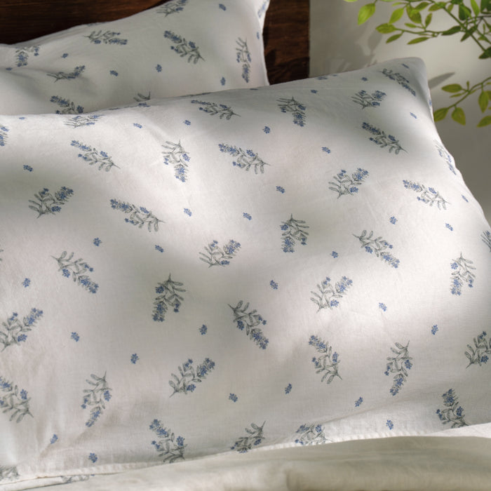 White/Green Wild Flower Linen/Cotton Duvet Sets