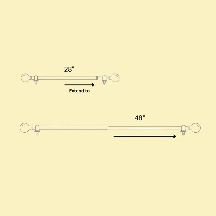 WICKER WOODEN WRAP FINIAL EXTENDABLE DOUBLE CURTAIN ROD GOLD 19MM (HARDWARE INCLUDED)