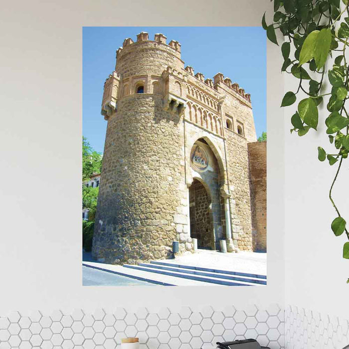 48 inch decal of Moors Arch in Toledo Spain installed on a wall next to a hanging plant