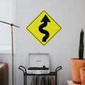 24 inch Winding Road Sign Wall Decal Installed Above Record Stand