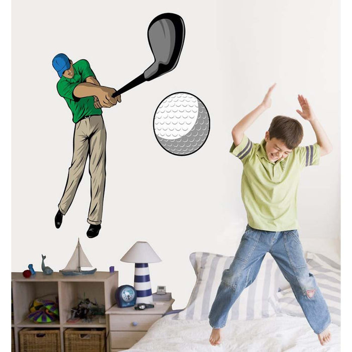 Golfer Wall Decal Installed | Wallhogs