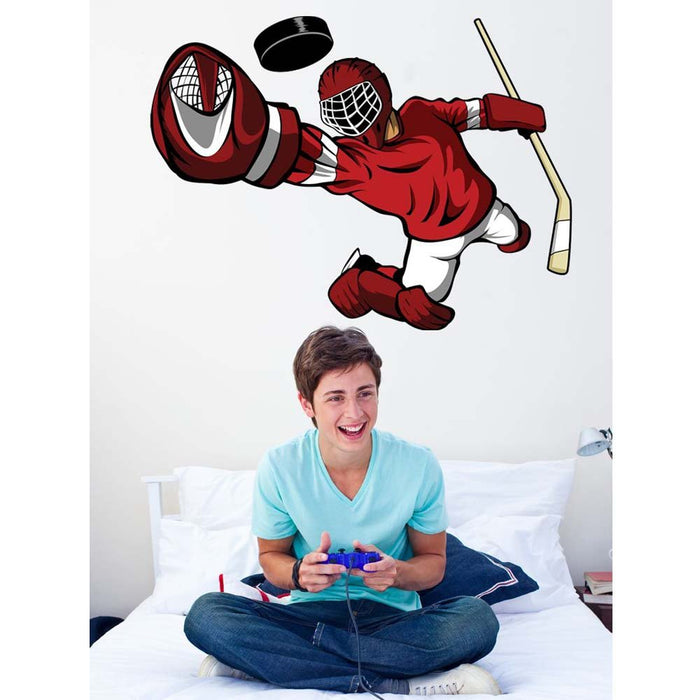 Hockey Goalie Wall Decal Installed | Wallhogs