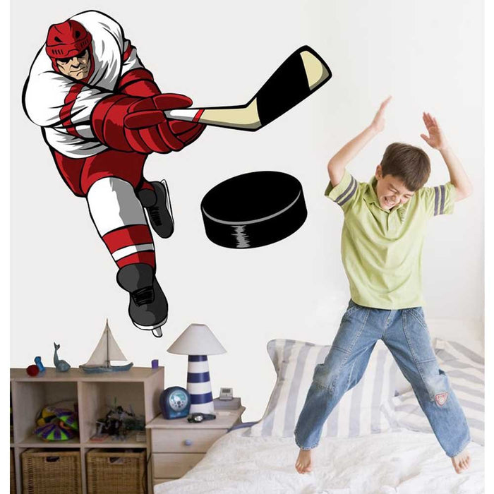 Slapshot Hockey Wall Decal Installed | Wallhogs