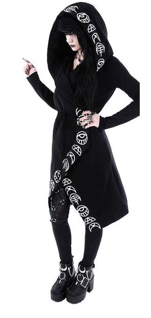 Witch Moon Long Loose Sleeve Hooded Sweatshirt