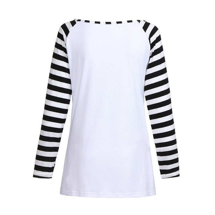 Womens Long Sleeve Striped Halloween Blouse