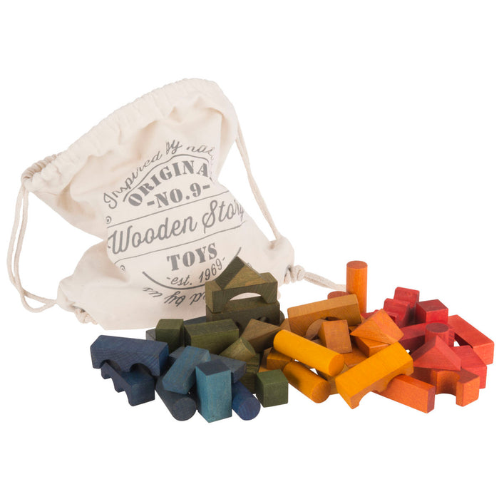 Wooden Story Rainbow Wooden Blocks in Sack, 100pcs