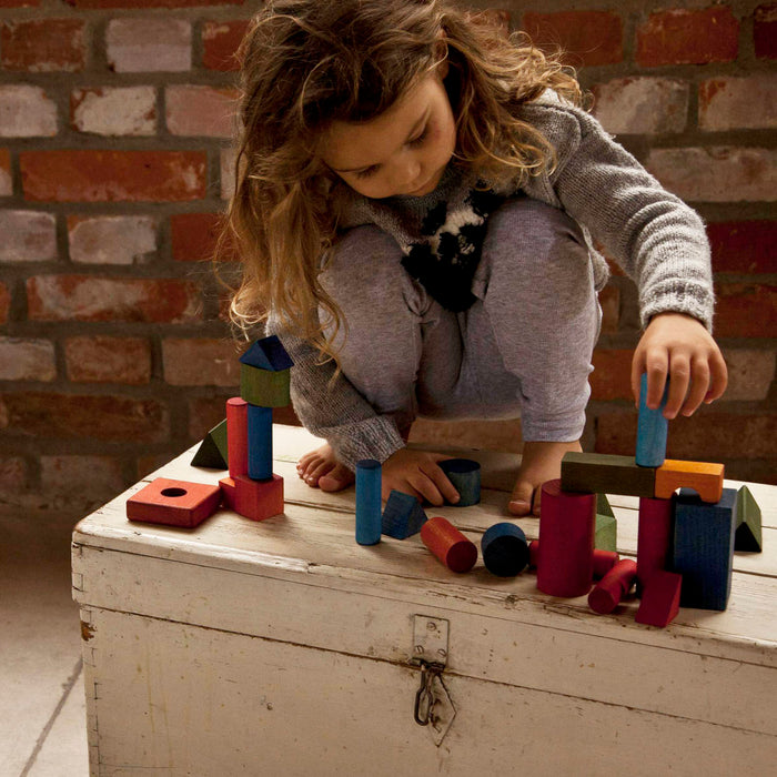 Wooden Story Rainbow Wooden Blocks in Sack, 100pcs