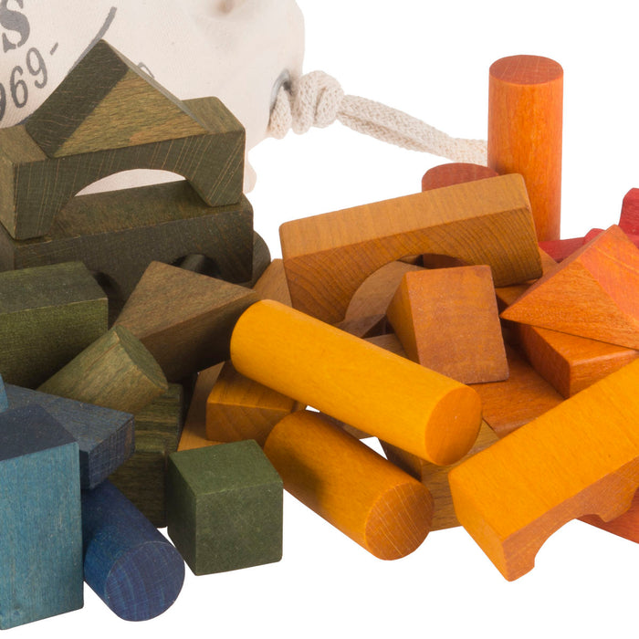 Wooden Story Rainbow Wooden Blocks in Sack, 100pcs