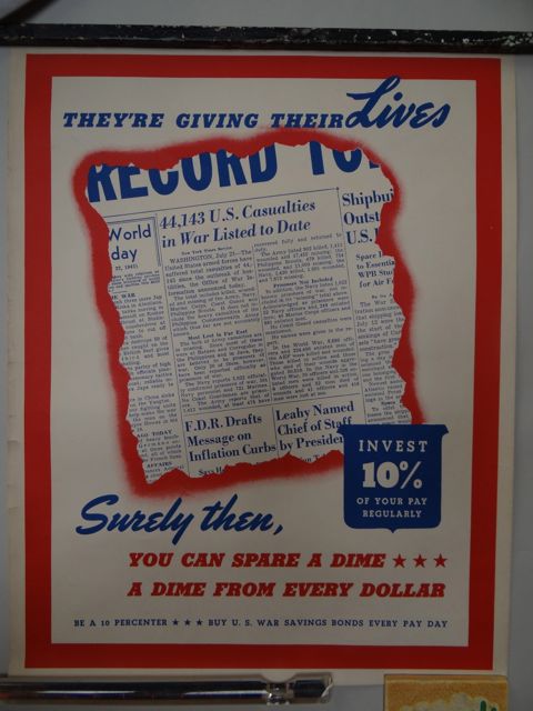 WWII US War Savings Bonds Appeal Poster 1940s