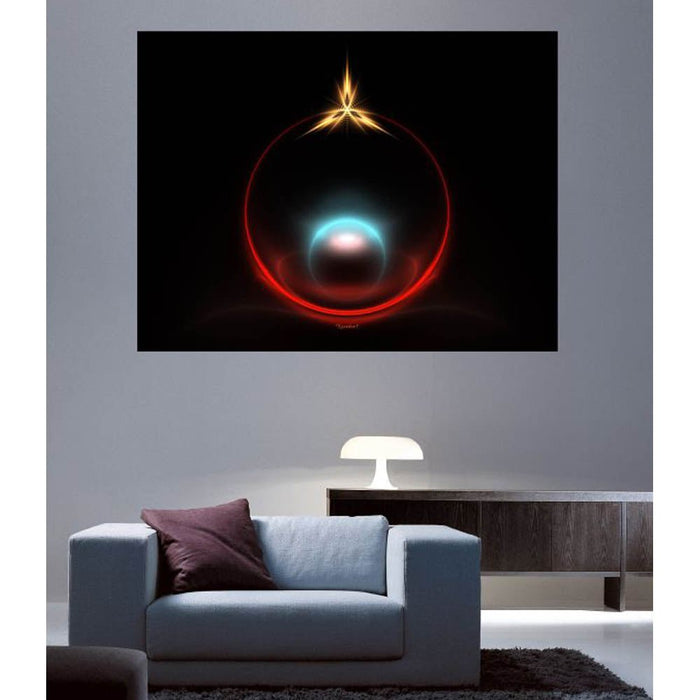 Blue Pearl on Satin Red Wall Decal Installed | Wallhogs