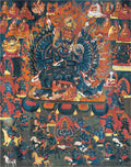 Yamantaka \ Vajrabhairava Image - Tibetan thangka painting, front view